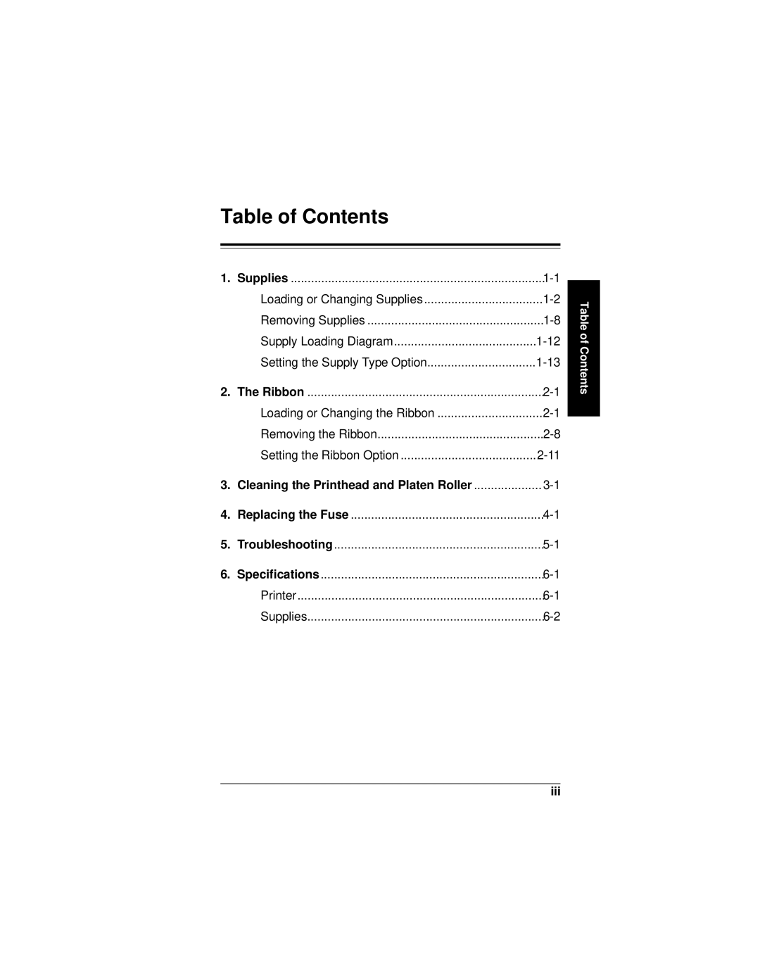 Paxar 9406 manual Table of Contents 