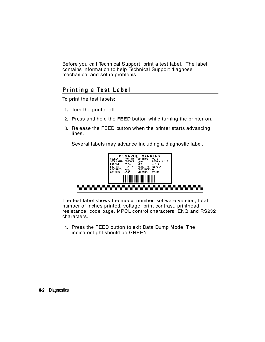 Paxar 9413, 9412 manual I n t i n g a Te s t L a b e l 