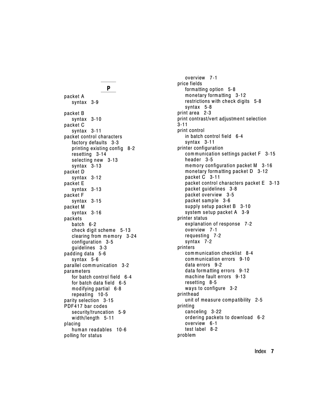 Paxar 9412, 9413 manual Configuration Guidelines Padding data Syntax 