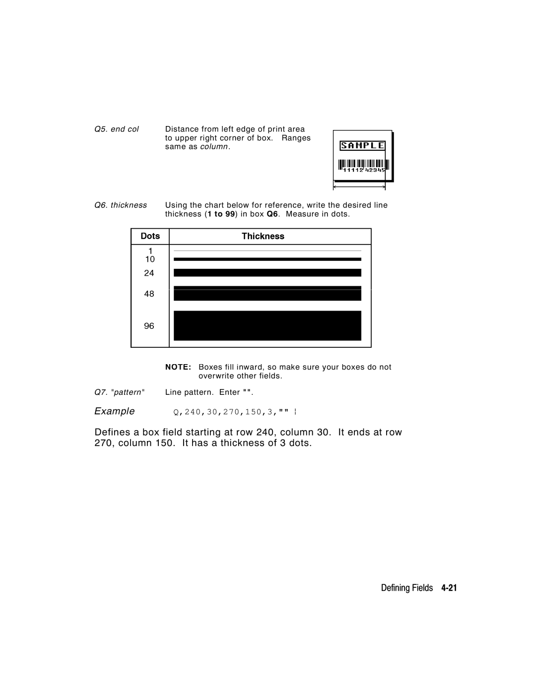 Paxar 9412, 9413 manual Example Q,240,30,270,150,3, p 