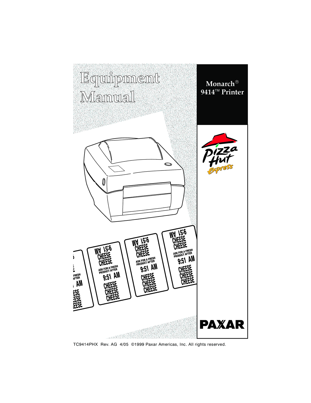 Paxar manual Monarch 9414 Printer 