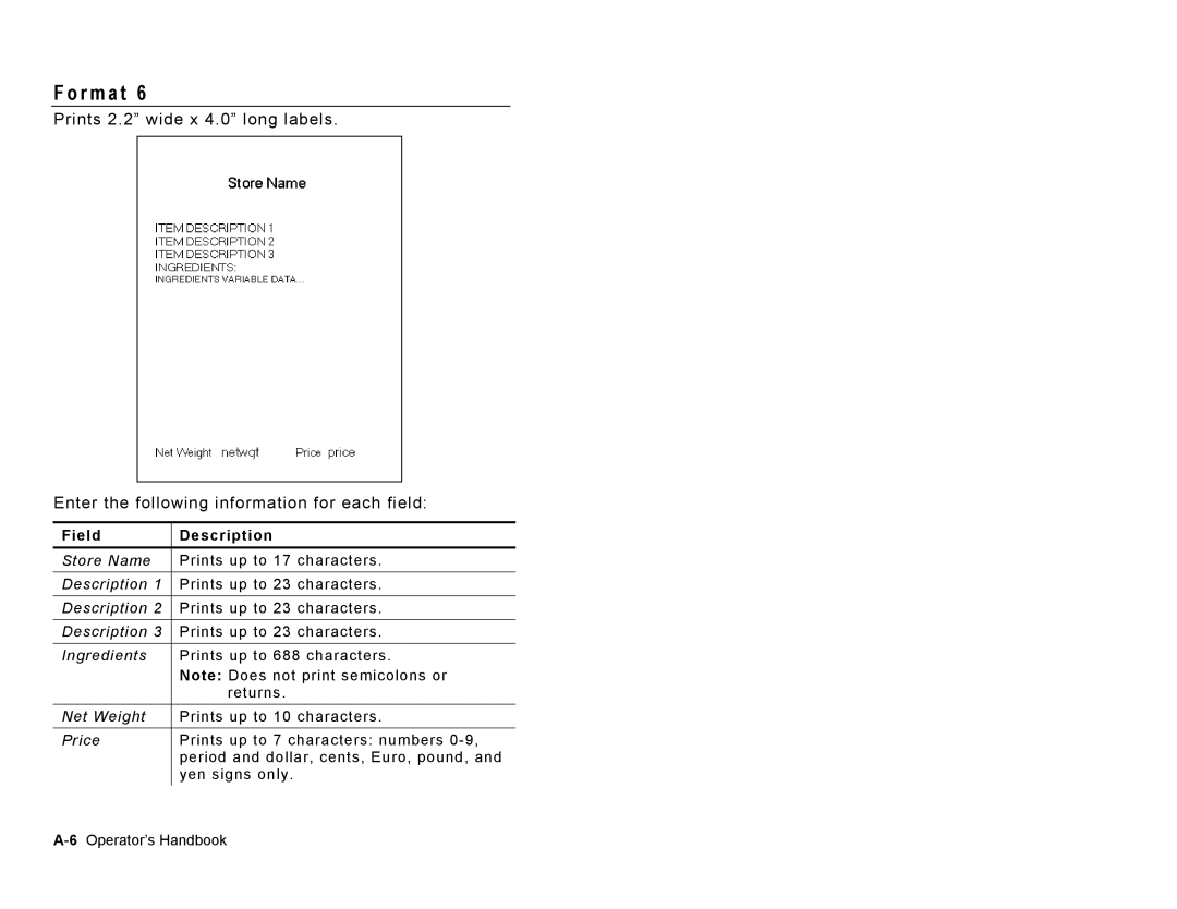 Paxar 9415 manual 6Operator’s Handbook 