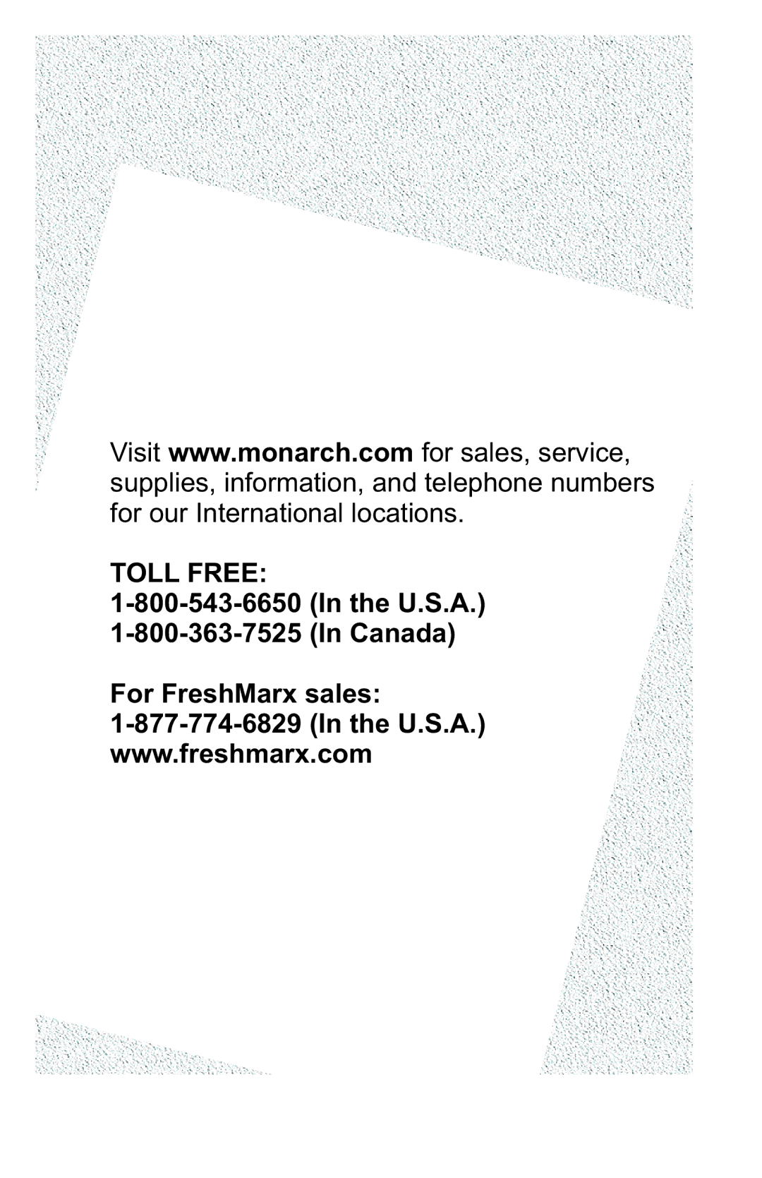 Paxar 9415 manual U.S.A Canada For FreshMarx sales 