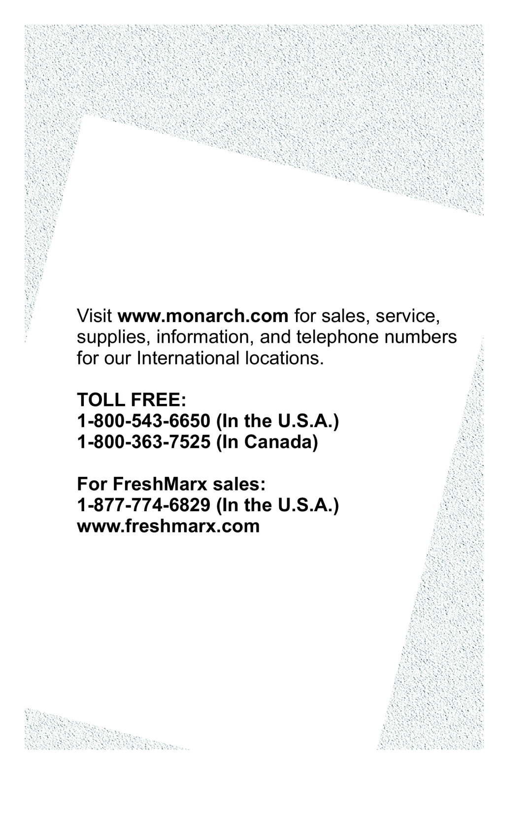 Paxar 9415 manual Toll Free, For FreshMarx sales 
