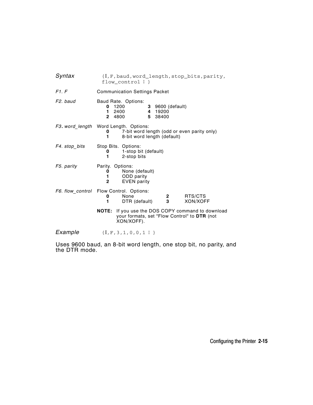 Paxar 9416 XL manual Example I,F,3,1,0,0,1 p 