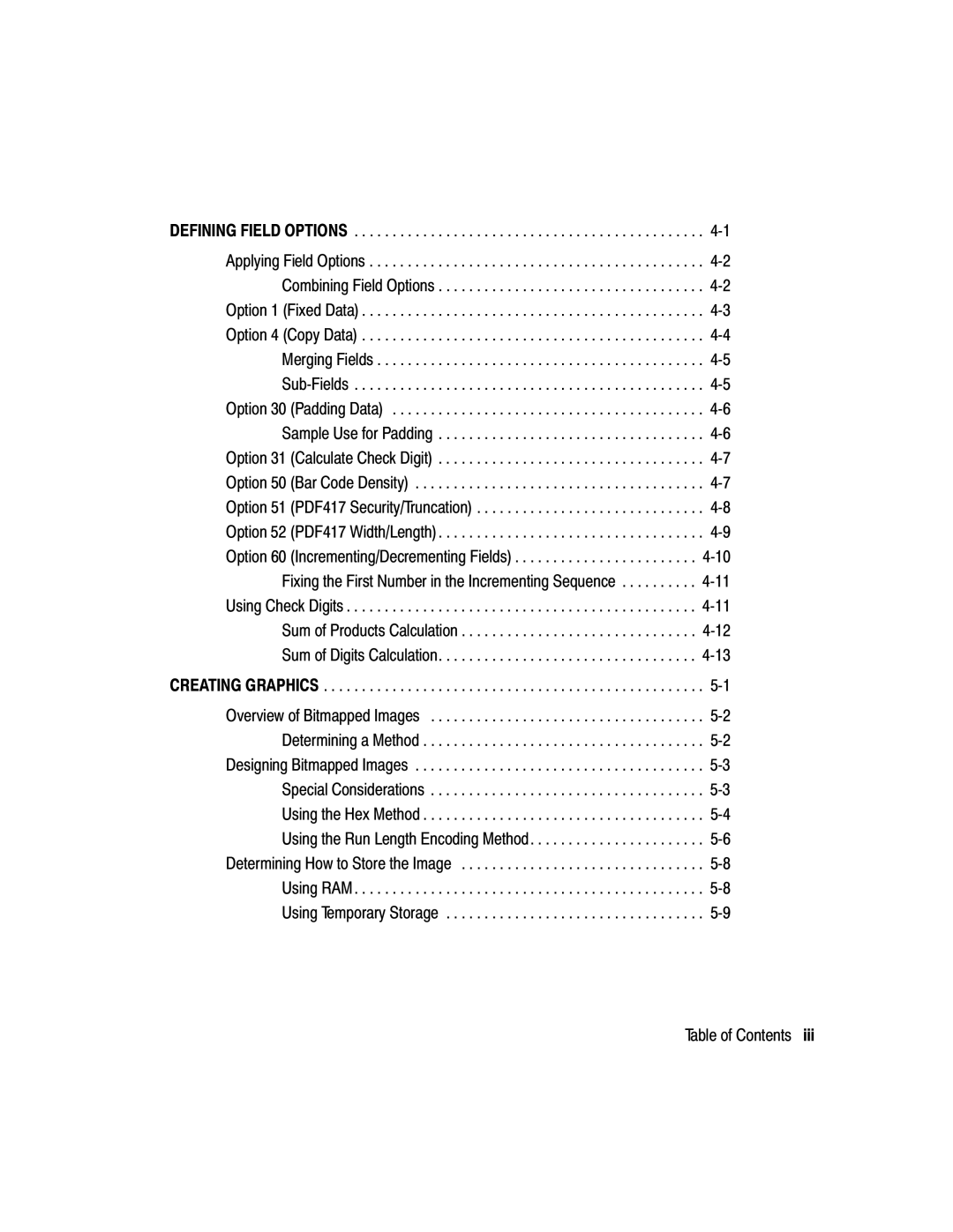 Paxar 9416 XL manual Table of Contents 