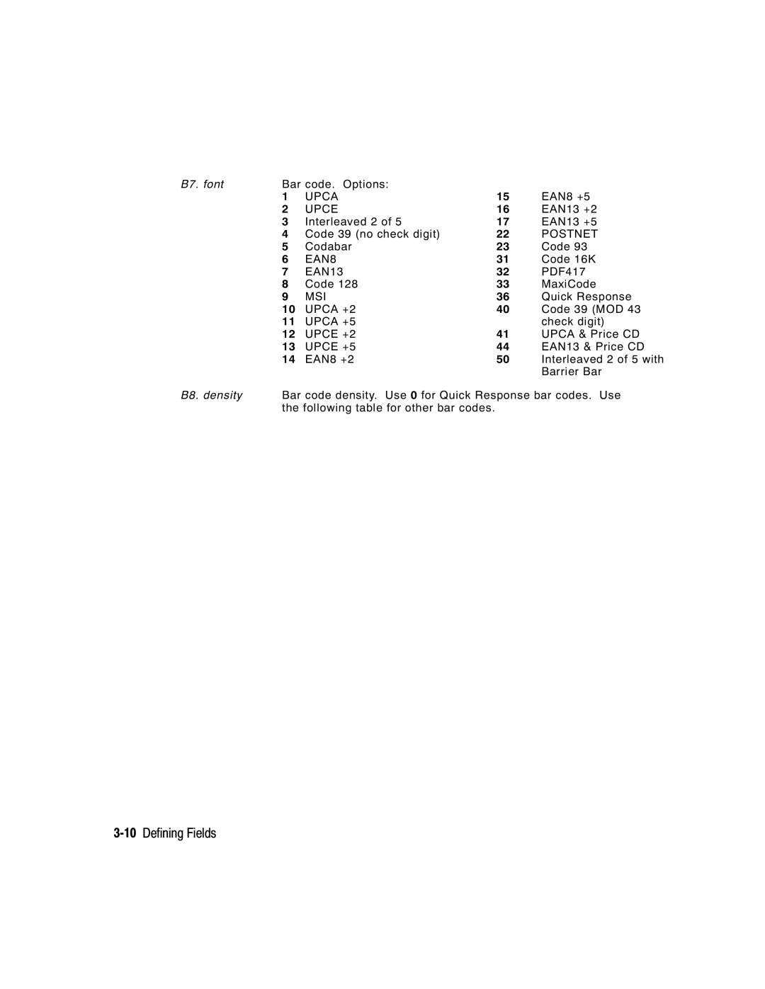 Paxar 9416 XL manual 10Defining Fields, Upce +5 