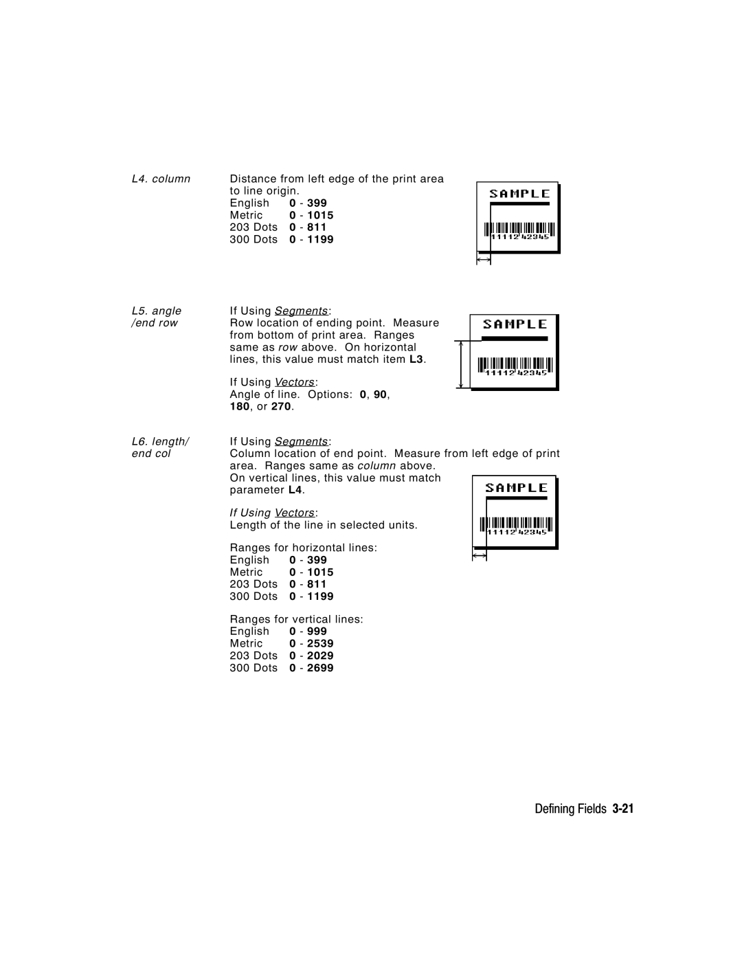 Paxar 9416 XL manual L5. angle If Using Segments 