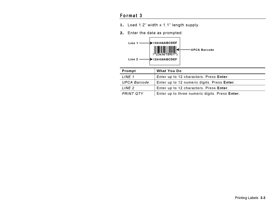 Paxar 9416 manual Enter up to Characters. Press Enter 