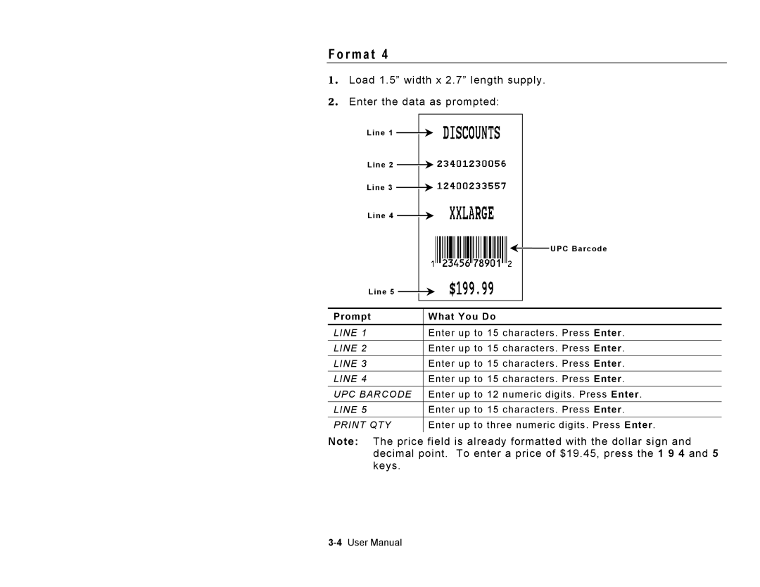 Paxar 9416 manual UPC Barcode 