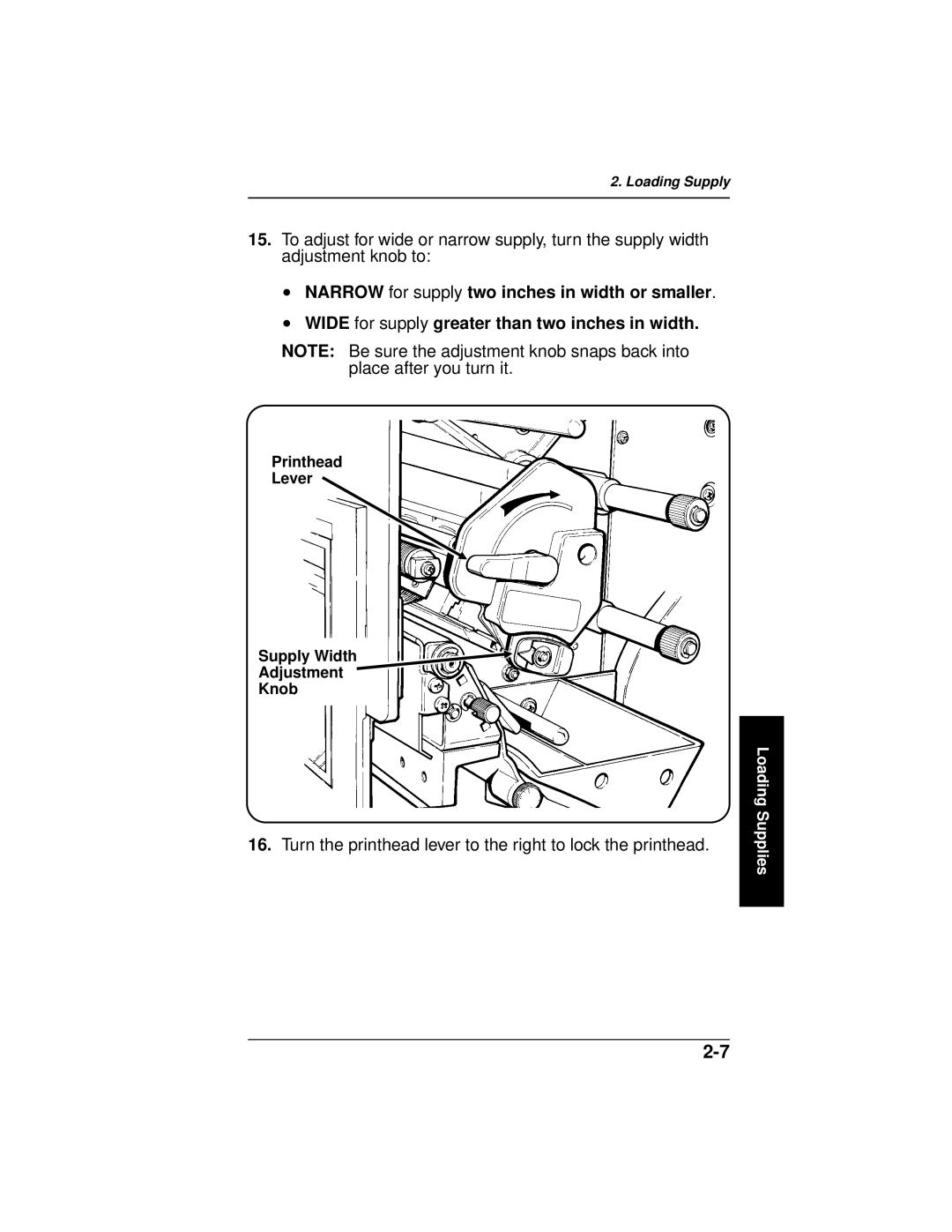 Paxar 9445 manual Turn the printhead lever to the right to lock the printhead 