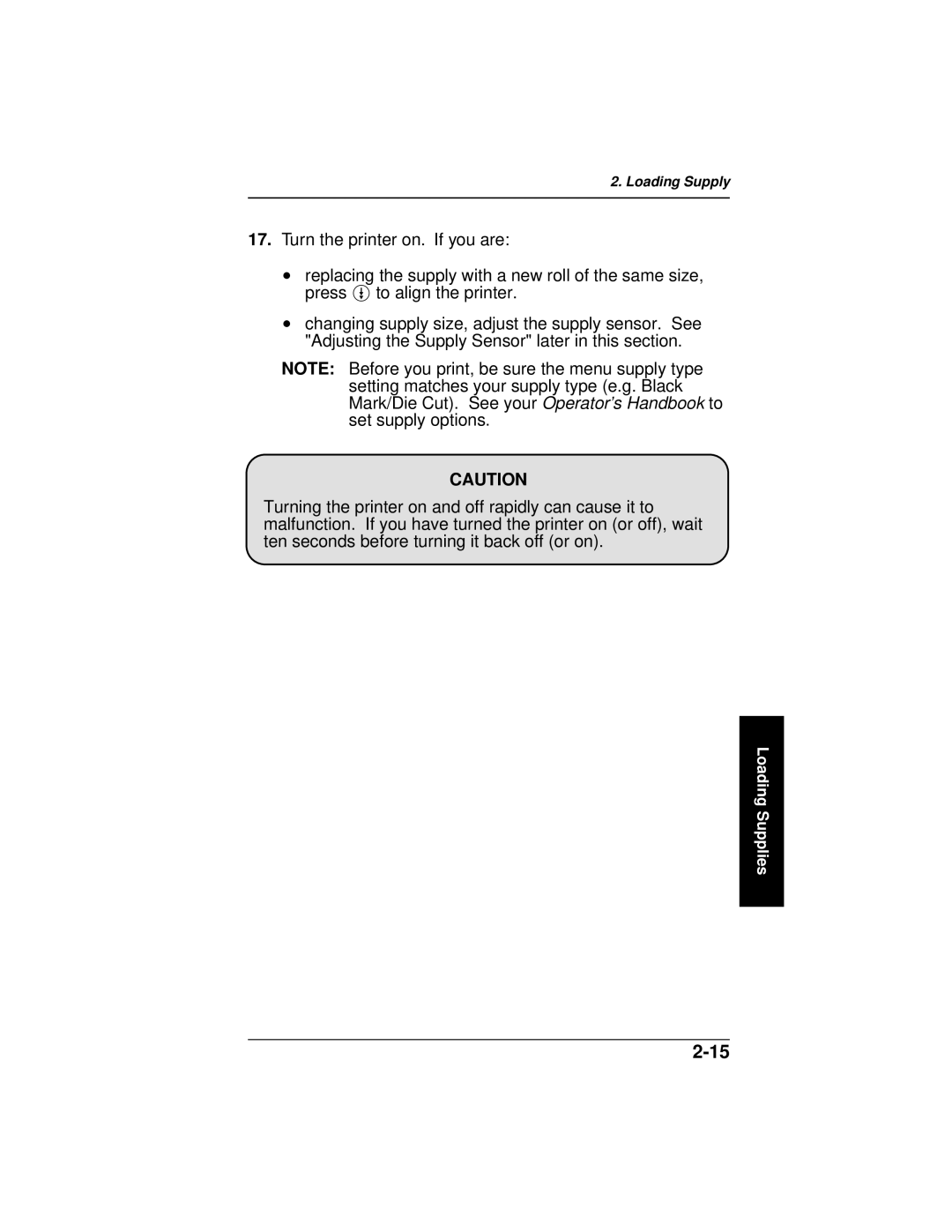 Paxar 9445 manual Loading Supplies 