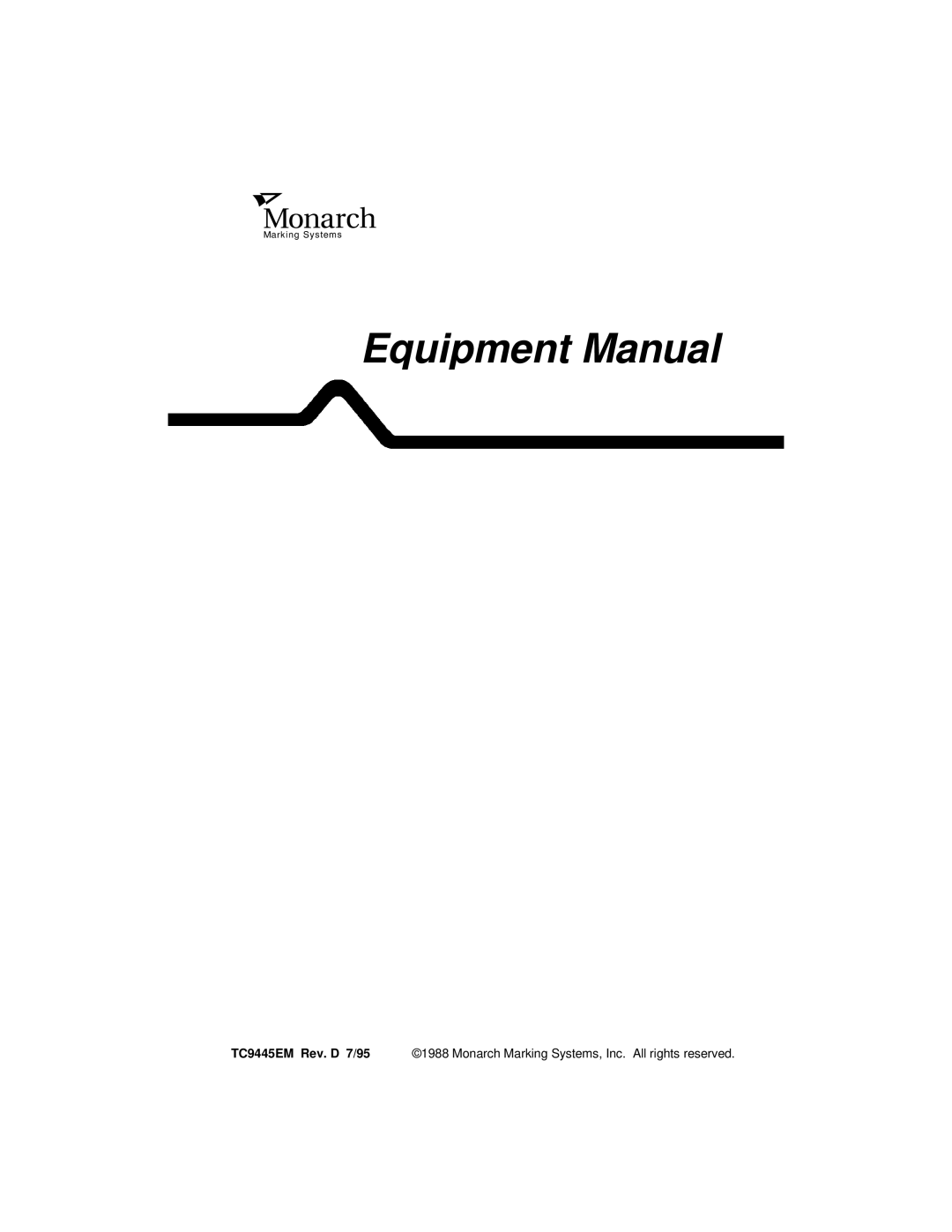Paxar 9445 manual Equipment Manual 