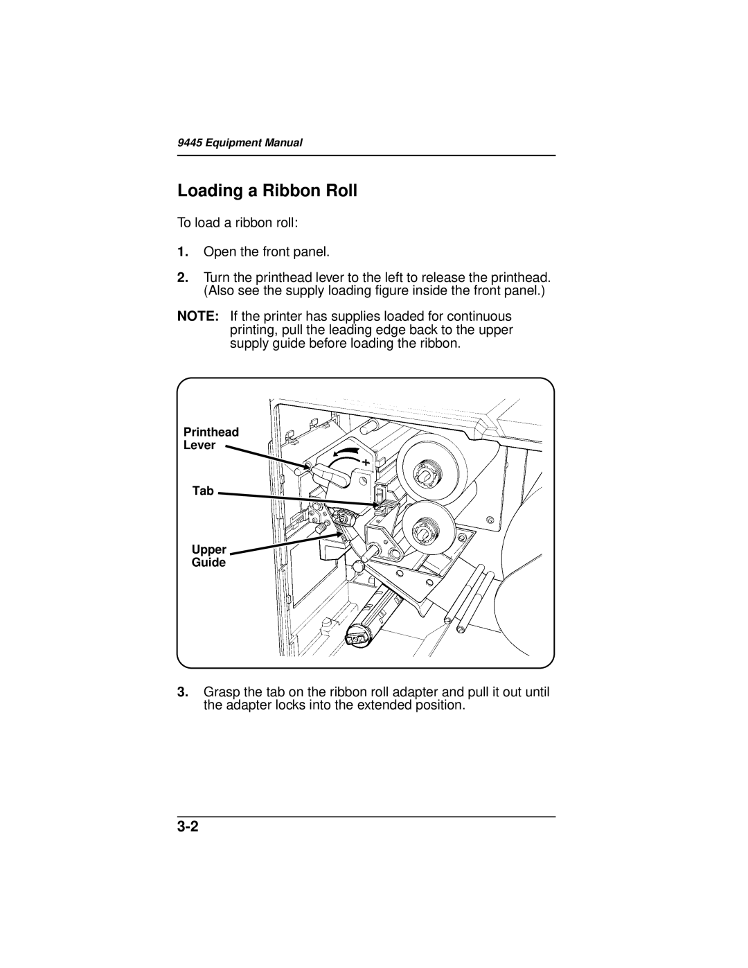Paxar 9445 manual Loading a Ribbon Roll 