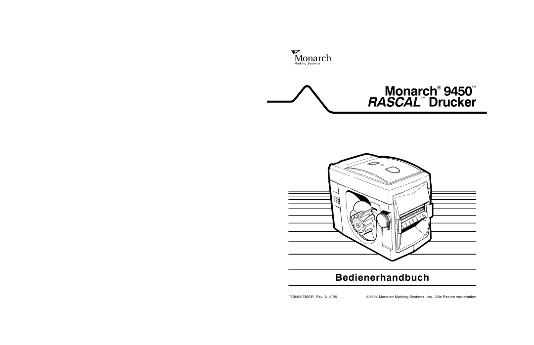 Paxar 9450 manual Monarch Rascal Drucker 