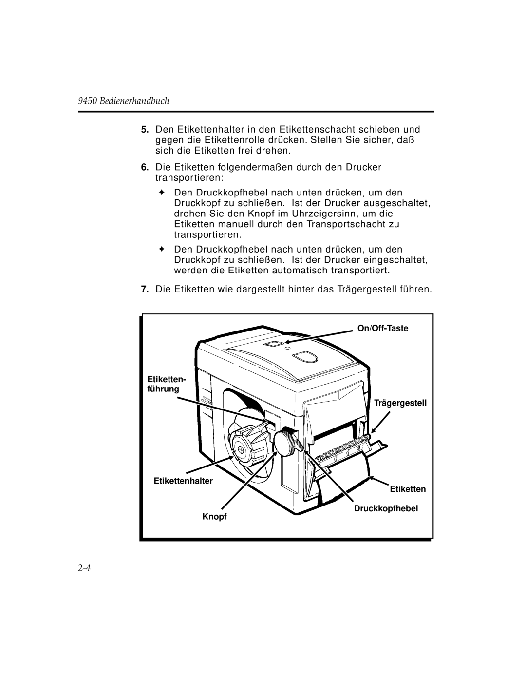 Paxar 9450 manual Bedienerhandbuch 