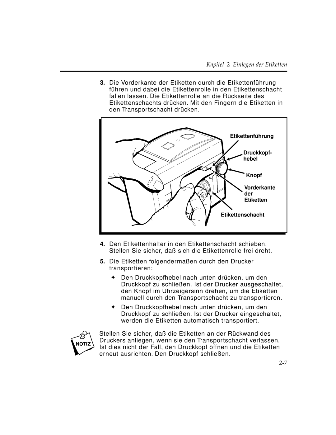 Paxar 9450 manual Kapitel 2 Einlegen der Etiketten 