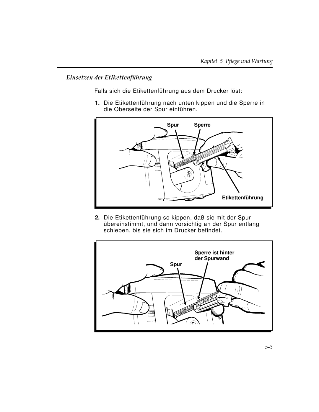 Paxar 9450 manual Einsetzen der Etikettenführung 