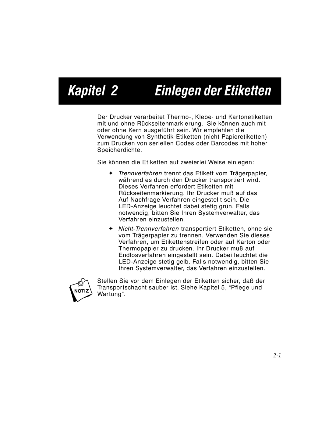 Paxar 9450 manual Kapitel 2 Einlegen der Etiketten 