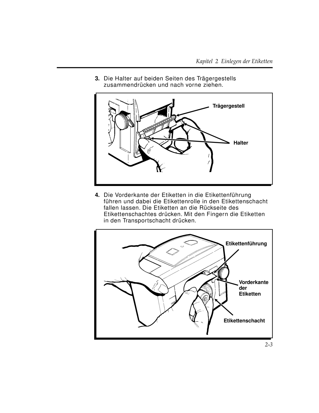 Paxar 9450 manual Kapitel 2 Einlegen der Etiketten 