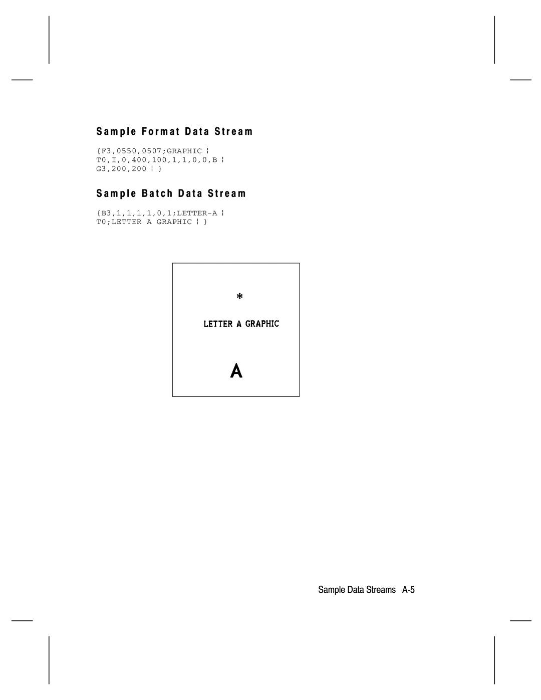 Paxar 9474 manual Sample Data Streams A-5 