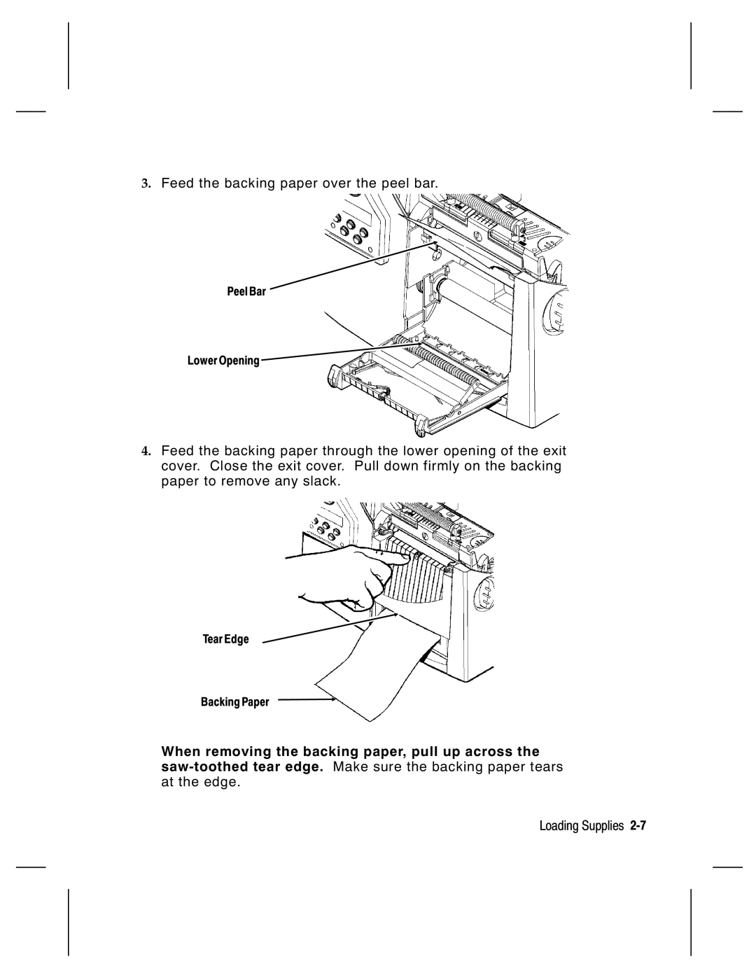 Paxar 9800 Series manual Feed the backing paper over the peel bar 