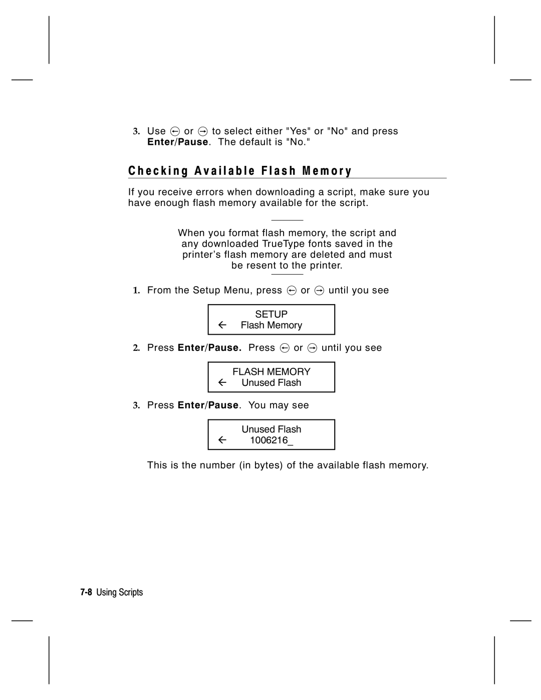 Paxar 9800 Series manual E c k i n g a v a i l a b l e F l a s h M e m o r y, Setup 