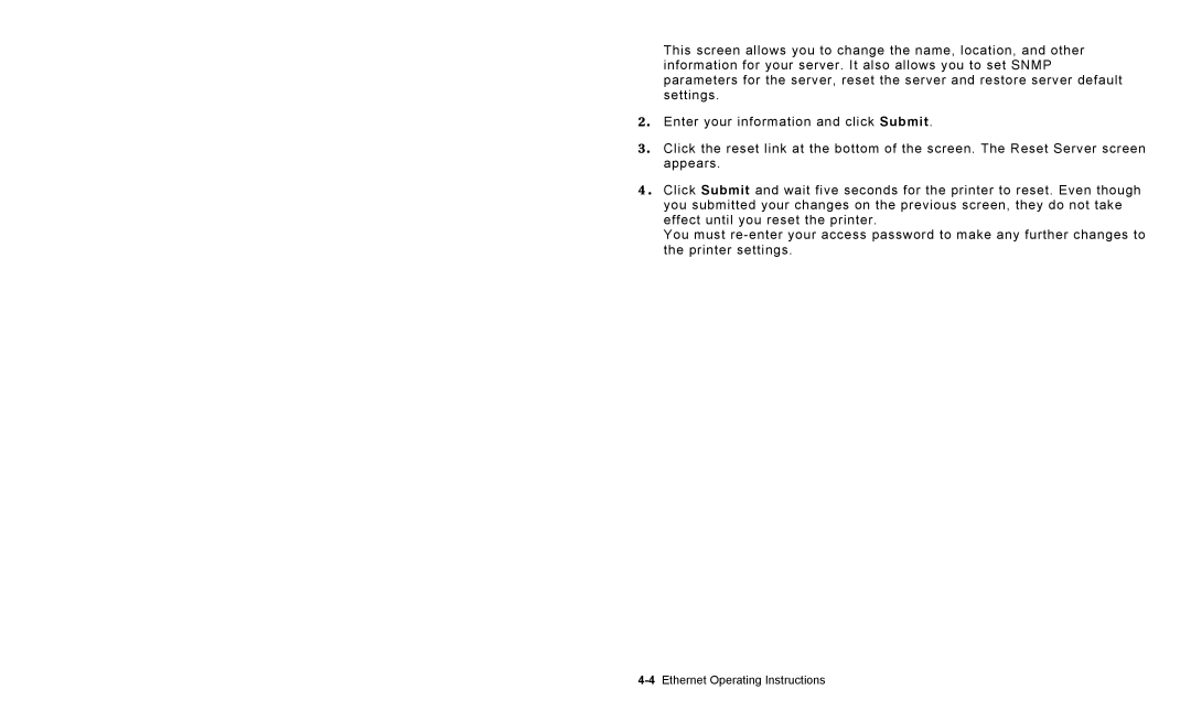 Paxar 9825 operating instructions 4Ethernet Operating Instructions 