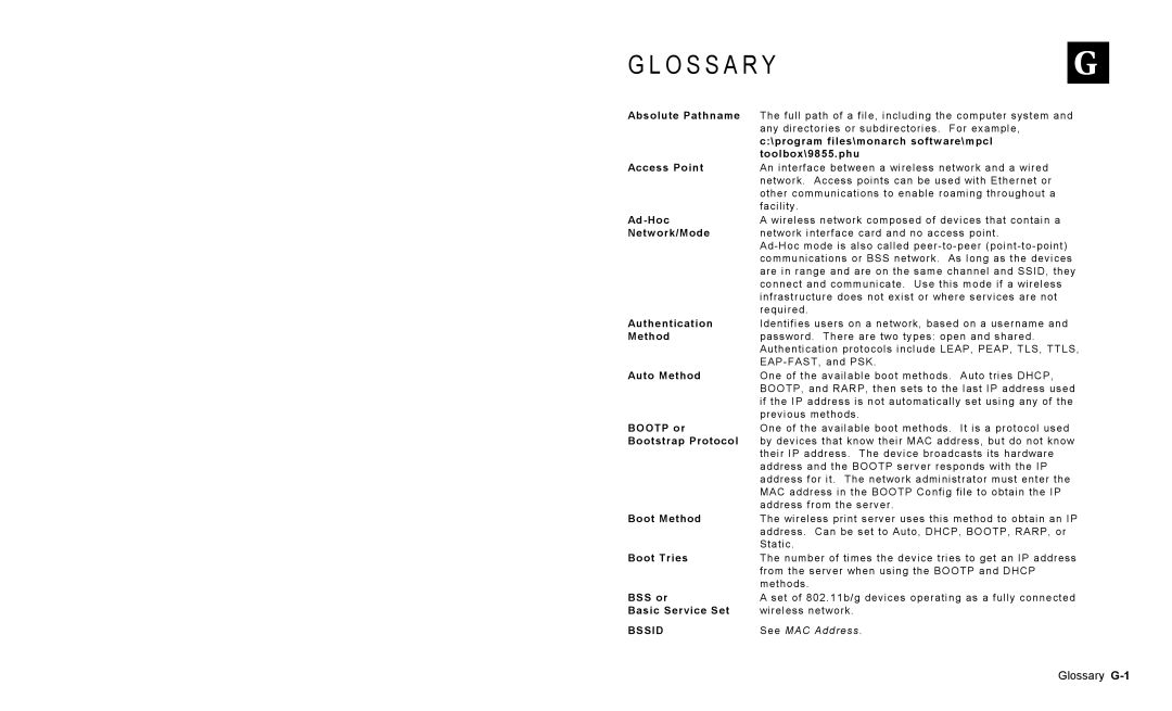 Paxar 9825 operating instructions O S S a R YG, Absolute Pathname 