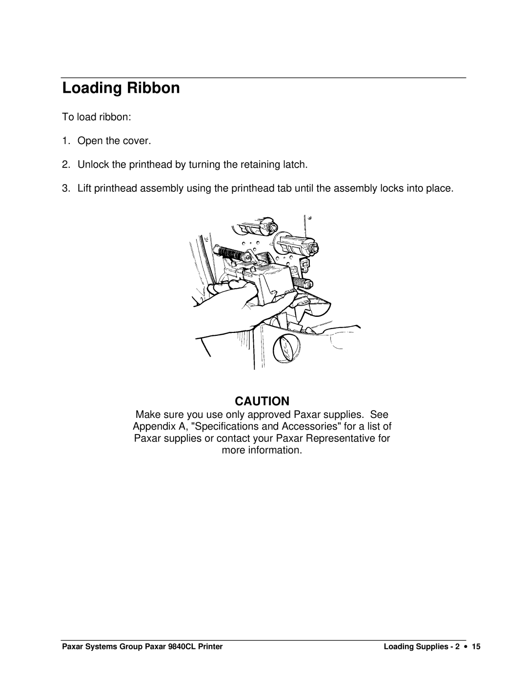 Paxar 9840CL user manual Loading Ribbon 