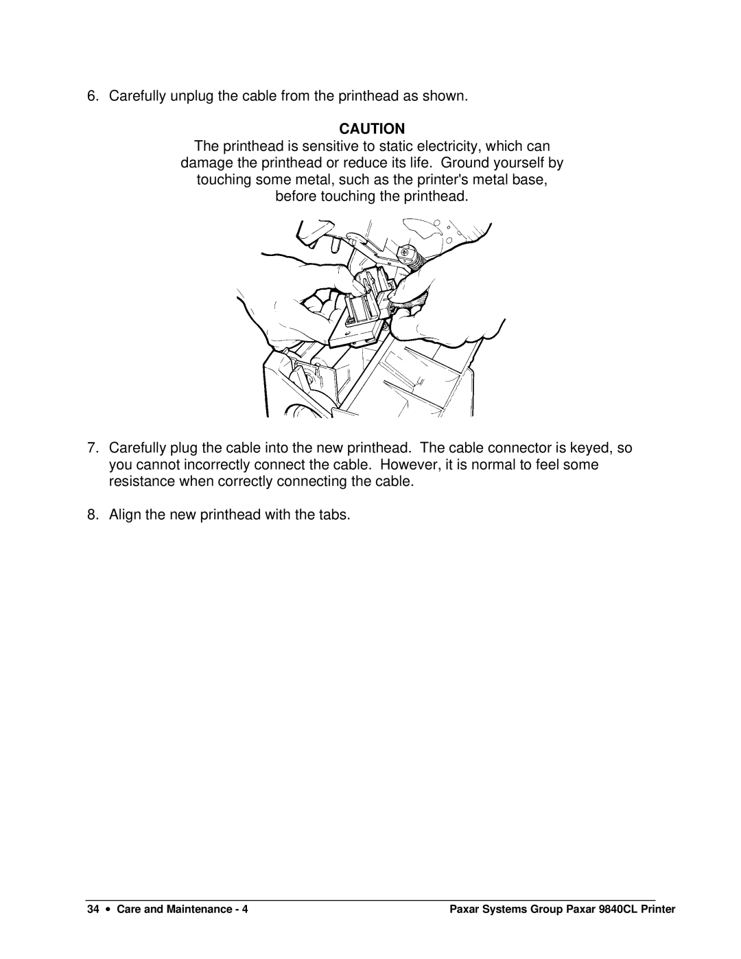 Paxar 9840CL user manual 