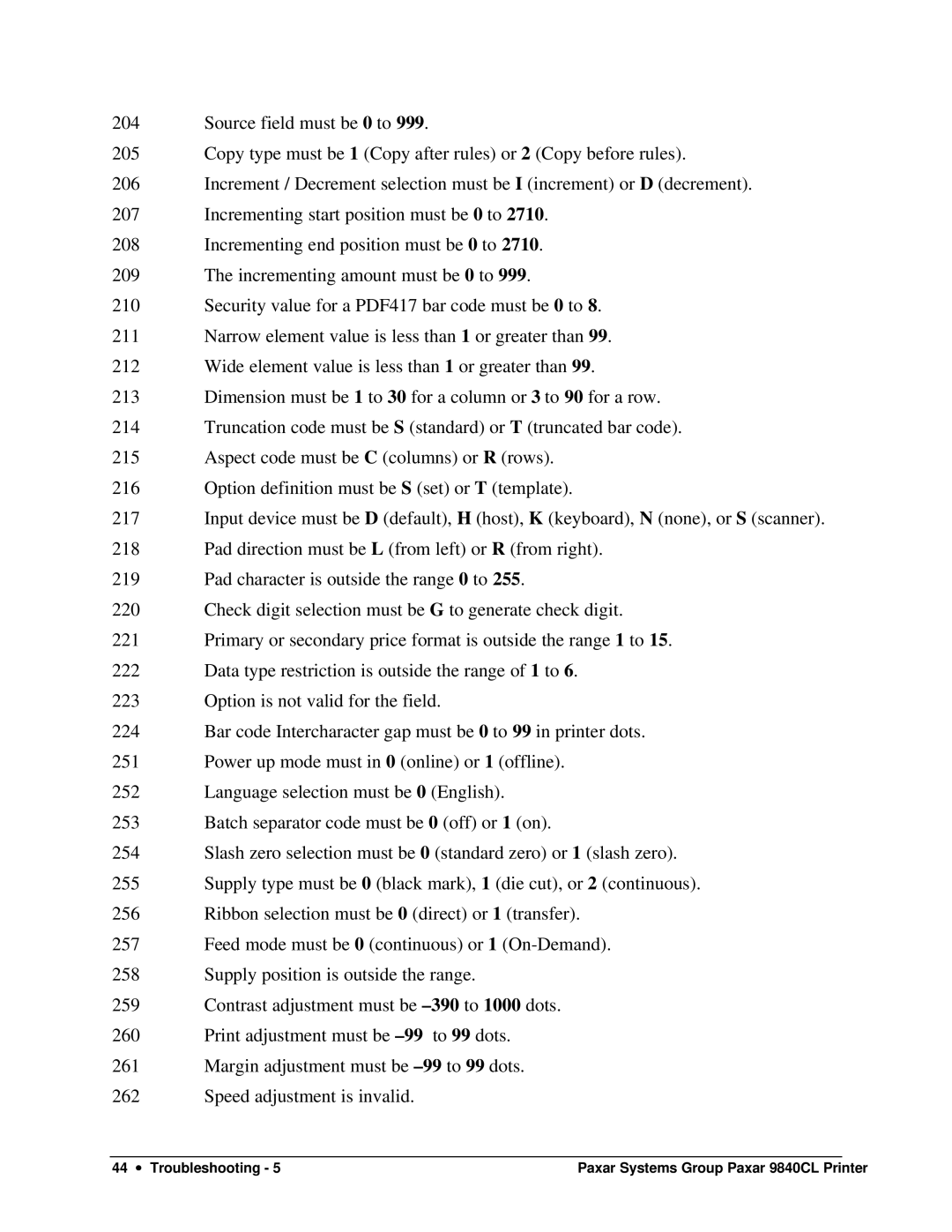 Paxar 9840CL user manual 