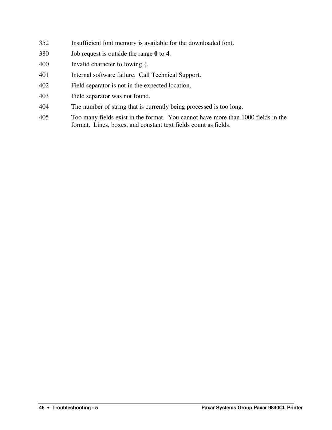 Paxar 9840CL user manual 