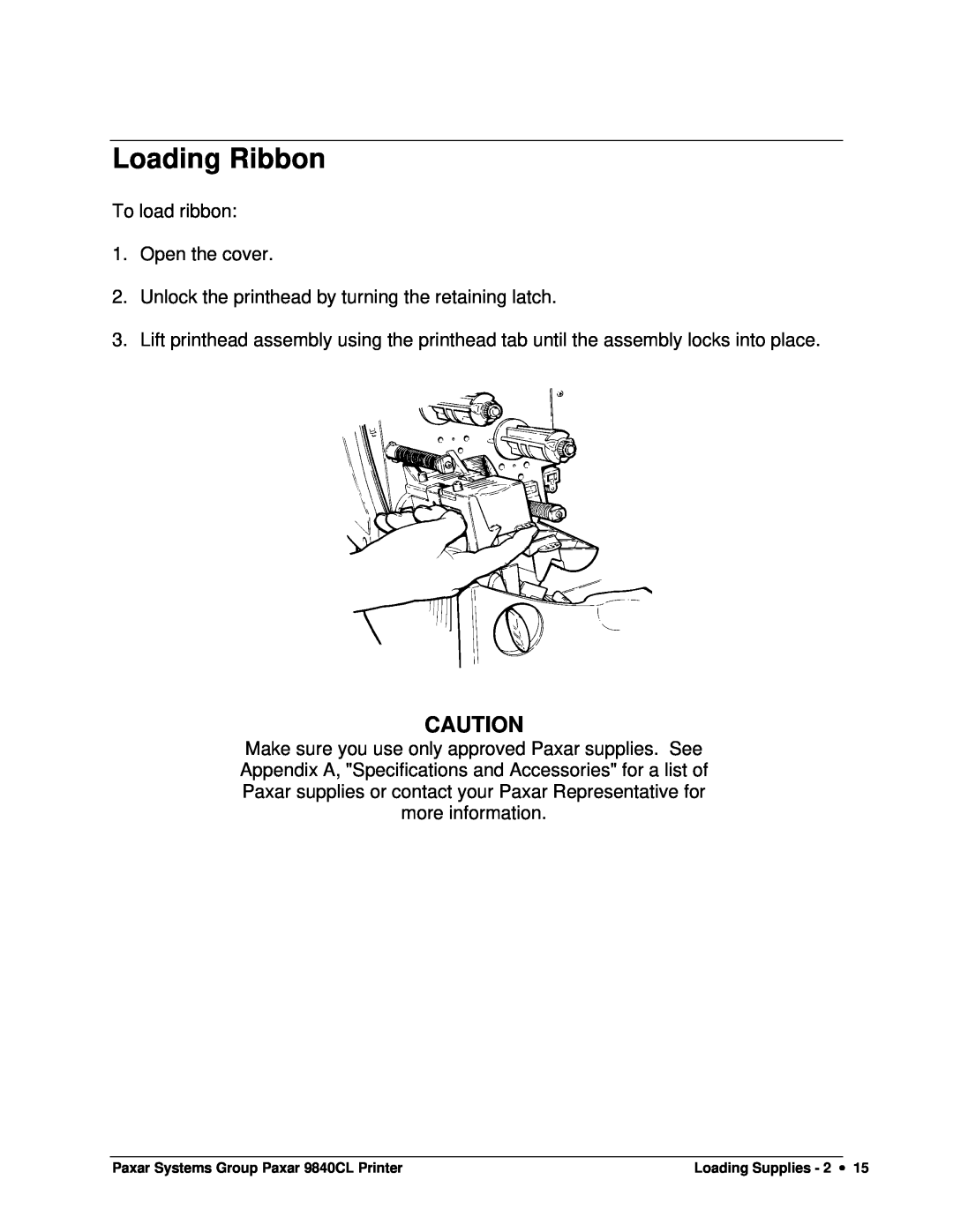 Paxar 9840CL user manual Loading Ribbon 