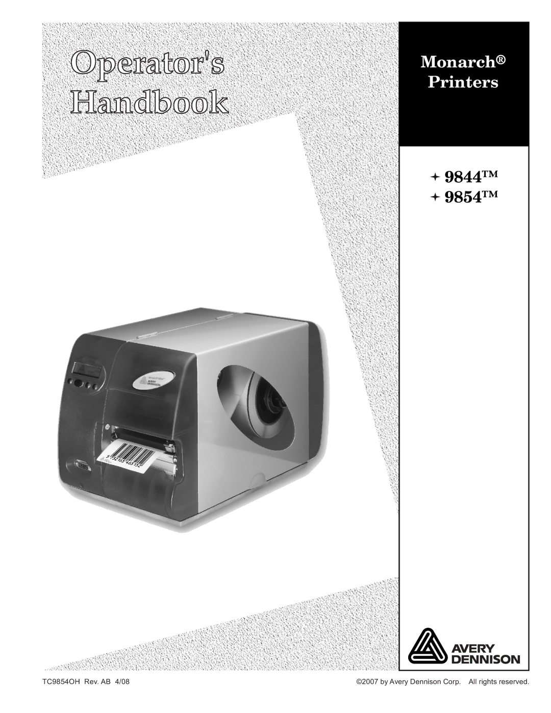 Paxar 9854, 9844 manual Operators Handbook 