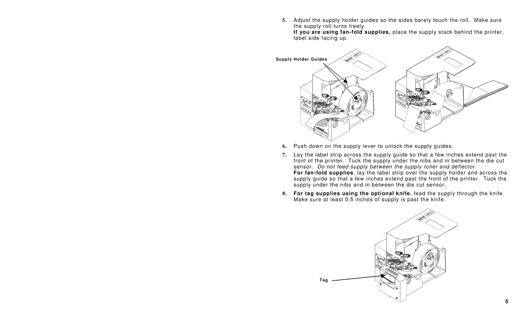 Paxar 9855 RFID manual Supply Holder Guides 