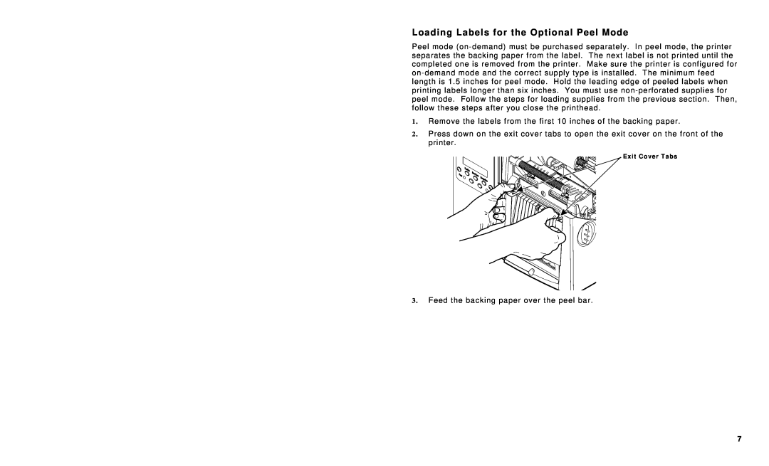 Paxar 9855 RFID manual Loading Labels for the Optional Peel Mode 