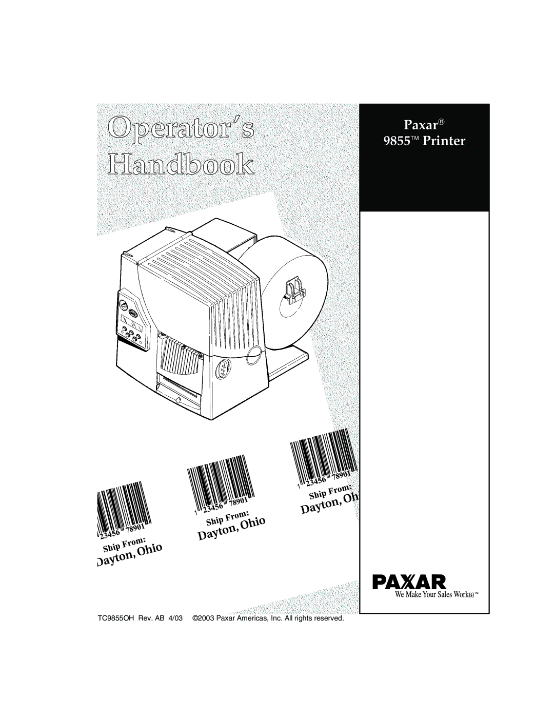 Paxar manual Paxar 9855 Printer 