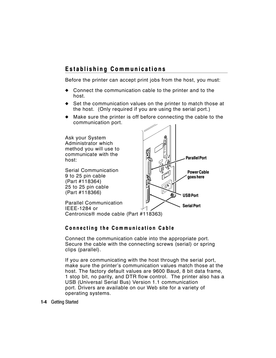 Paxar 9855 manual Parallel Communication 