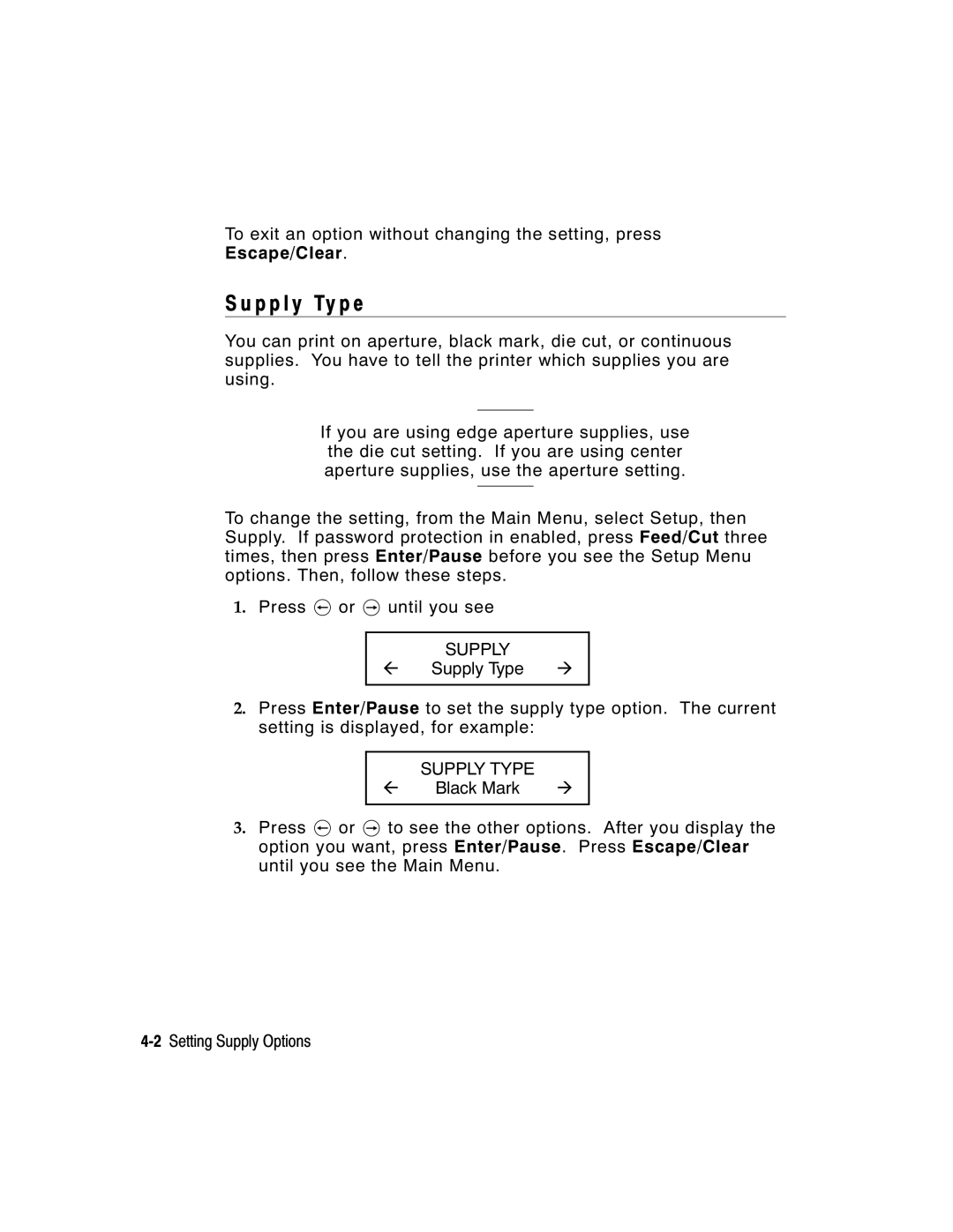 Paxar 9855 manual P p l y Ty p e, Supply 