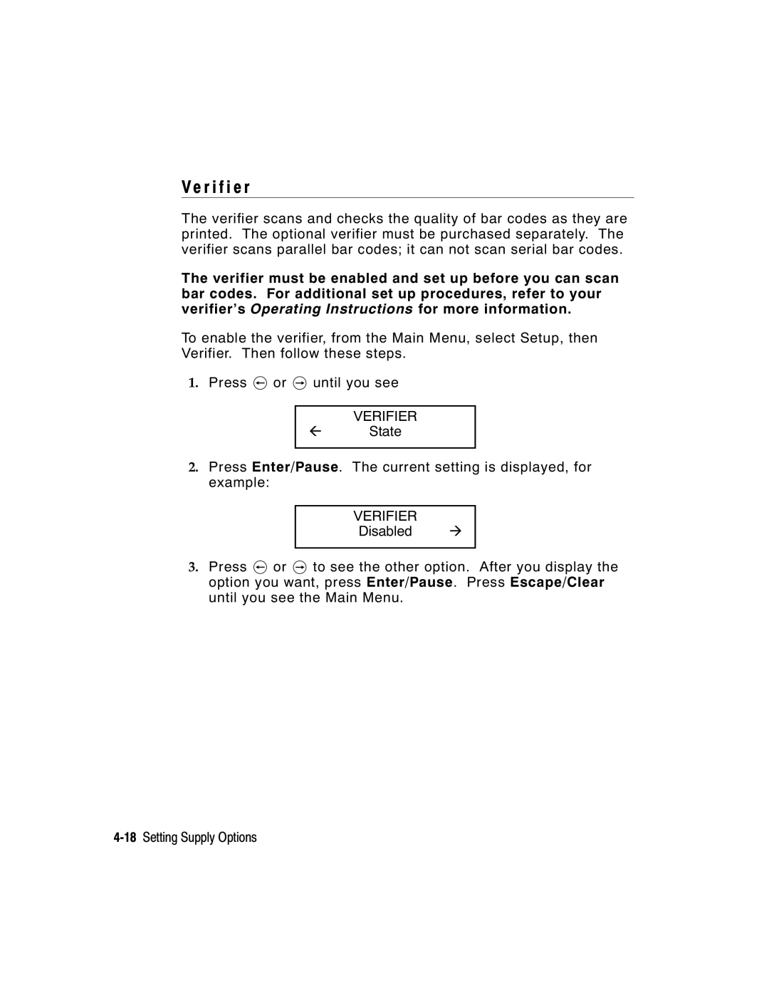 Paxar 9855 manual R i f i e r, Verifier 