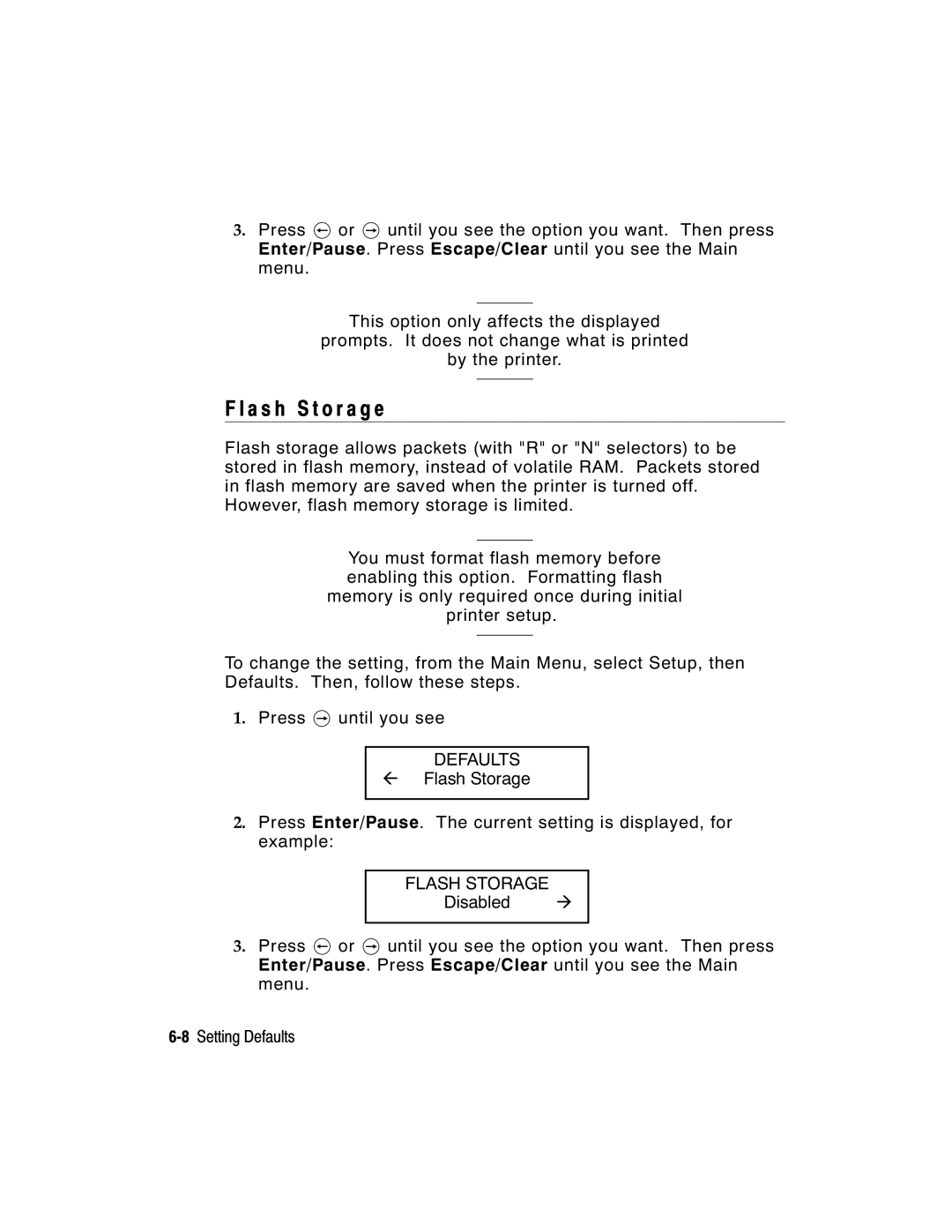 Paxar 9855 manual A s h S t o r a g e, Flash Storage 