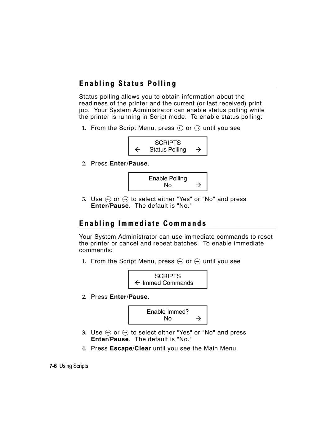 Paxar 9855 manual A b l i n g S t a t u s P o l l i n g, A b l i n g I m m e d i a t e C o m m a n d s 