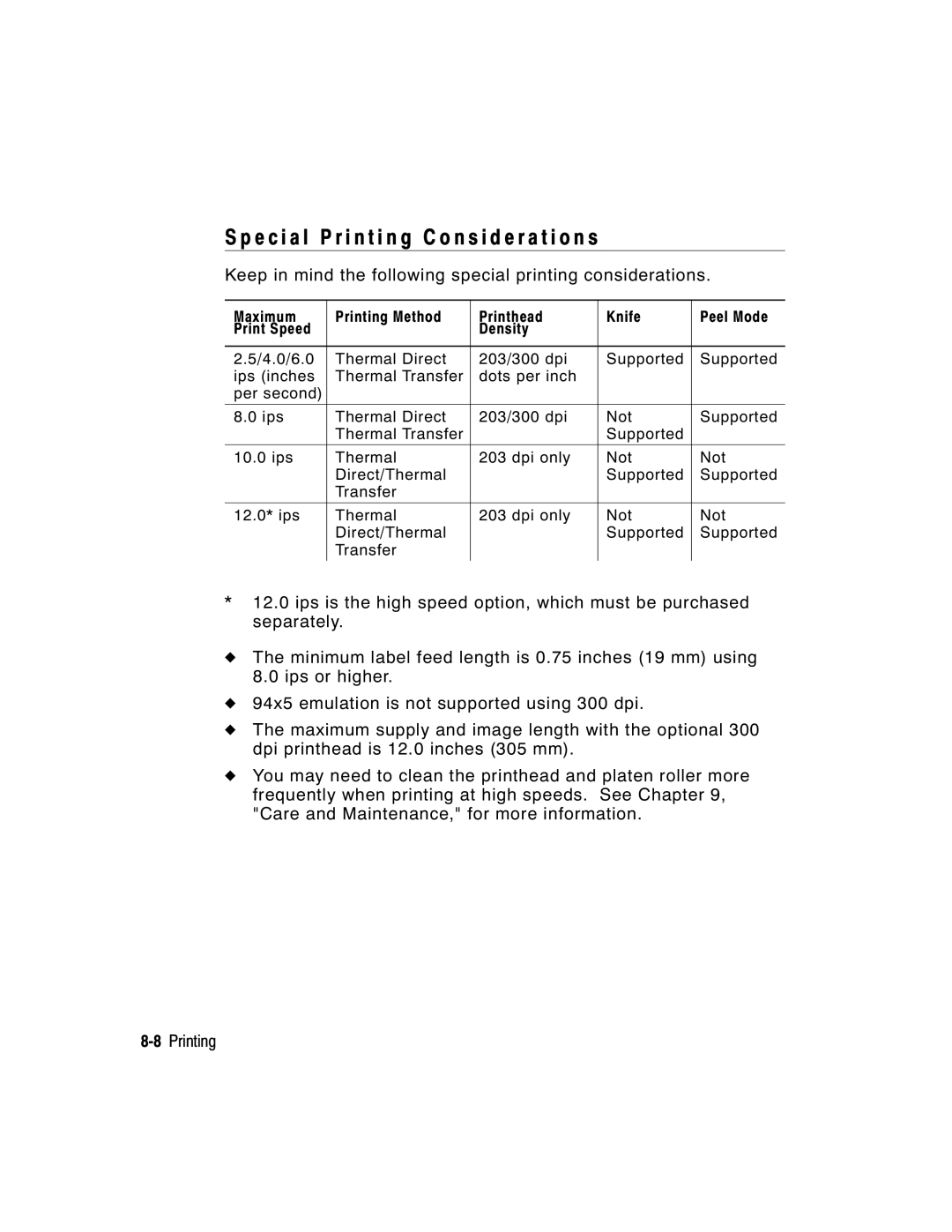 Paxar 9855 manual E c i a l P r i n t i n g C o n s i d e r a t i o n s 