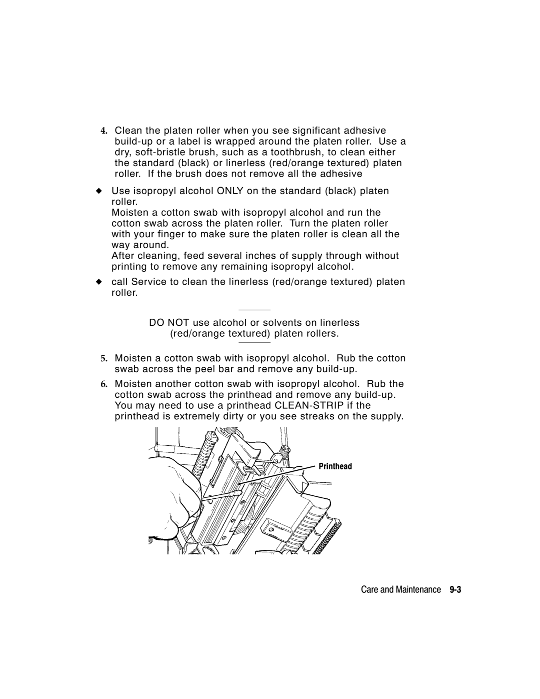 Paxar 9855 manual Printhead 