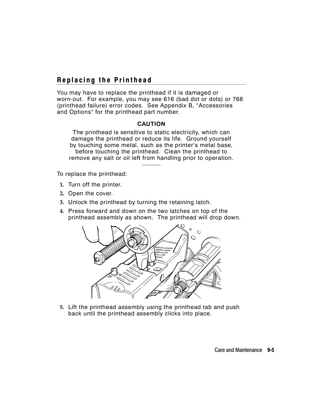 Paxar 9855 manual P l a c i n g t h e P r i n t h e a d 