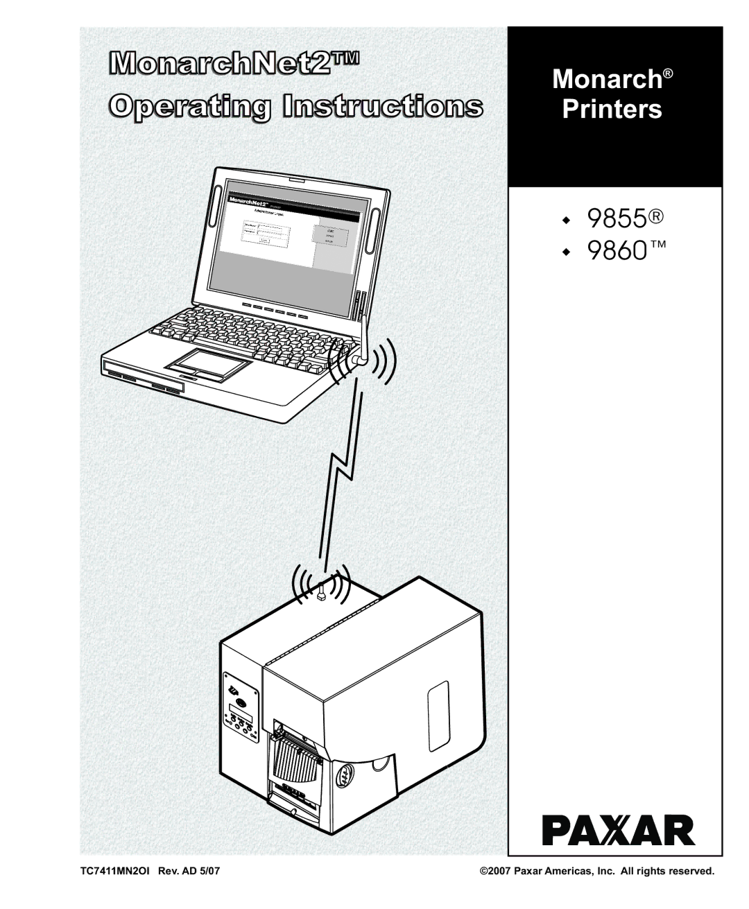 Paxar 9860 manual Monarch Printers 