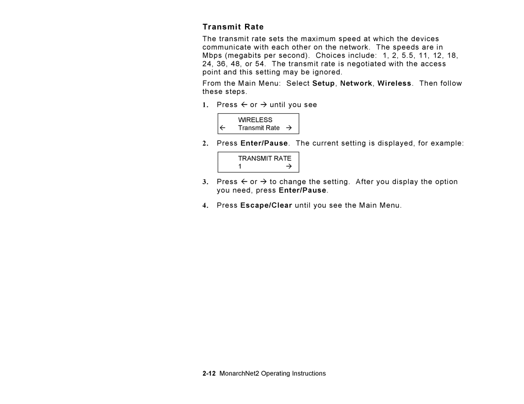 Paxar 9860 manual Transmit Rate 