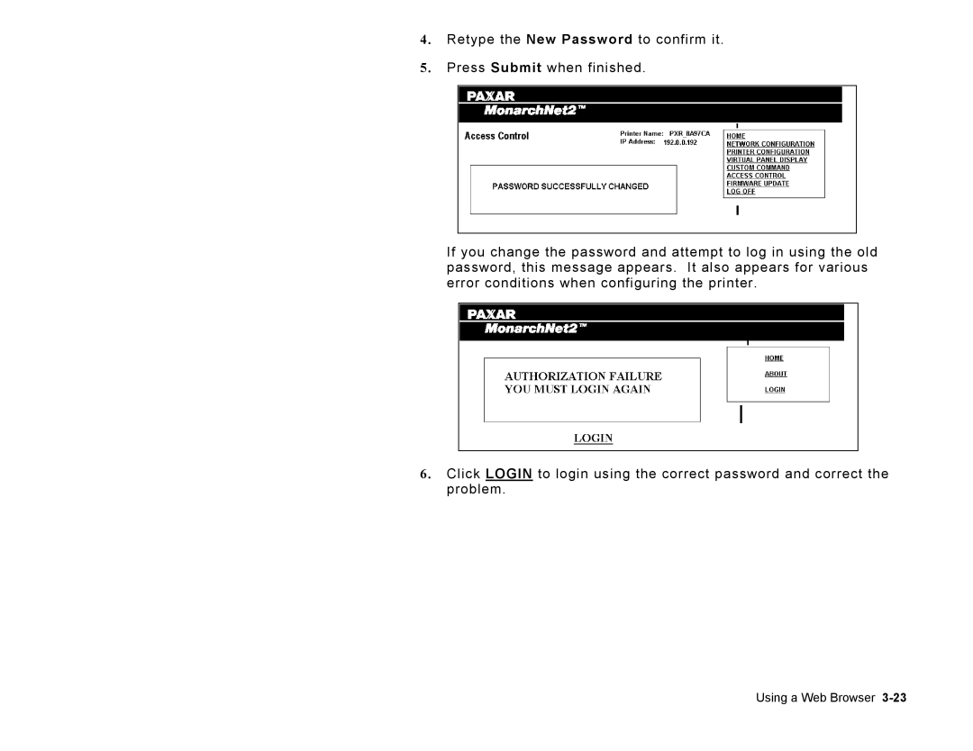 Paxar 9860 manual Using a Web Browser 