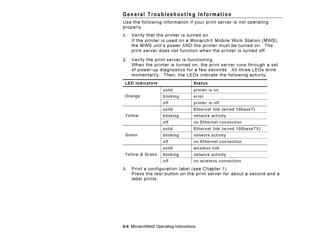 Paxar 9860 manual N e r a l Troubleshooting I n f o r m a t i o n 